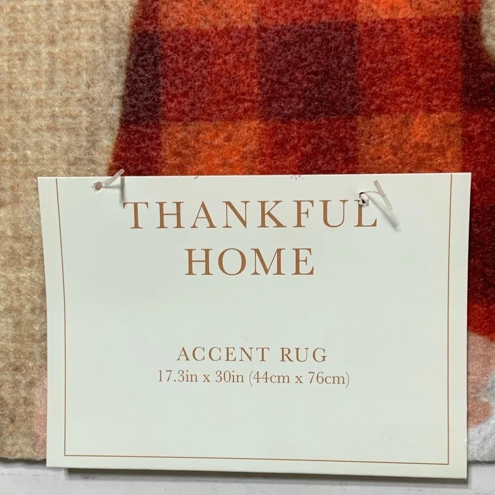 Thankful Home Accent Rug Gnome Welcome Mat Non Skid 17 x 30 in Neutral Rustic - Picture 5 of 16